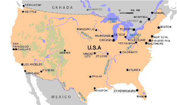 北米の地図